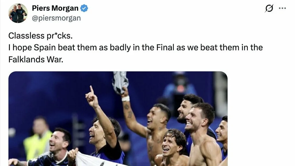 Tin hot: Piers Morgan: ‘Mong Argentina thua như ở cuộc chiến Falklands’